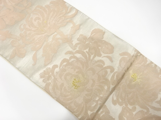 JAPANESE KIMONO / ANTIQUE FUKURO OBI / SILK / WOVEN KIKU